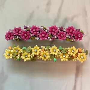 Set of Two Hand Beaded Designer Tira Misu Hair Barrettes
